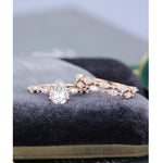 Load image into Gallery viewer, 0.75CT PEAR CUT ROSE GOLD VINTAGE HALF ETERNITY WEDDING BAND MOISSANITE ENGAGEMENT RING