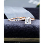 Load image into Gallery viewer, 1.00CT EMERALD CUT SET SIMPLE ROSE GOLD UNIQUE FULL ETERNITY MOISSANITE ENGAGEMENT RING