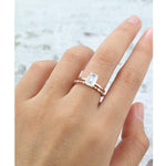 Load image into Gallery viewer, 1.00CT EMERALD CUT SET SIMPLE ROSE GOLD UNIQUE FULL ETERNITY MOISSANITE ENGAGEMENT RING