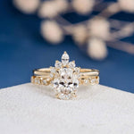 Load image into Gallery viewer, 1.00CT OVAL CUT GOLD ART DECO BRIDAL WEDDING MOISSANITE RING