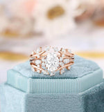 Load image into Gallery viewer, 1.00CT OVAL SET LEAF VINTAGE ENHANCE WEDDING BAND CLUSTER MOISSANITE ENGAGEMENT RING