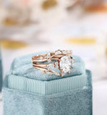 Load image into Gallery viewer, 1.00CT OVAL SET LEAF VINTAGE ENHANCE WEDDING BAND CLUSTER MOISSANITE ENGAGEMENT RING