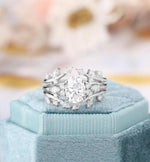 Load image into Gallery viewer, 1.00CT OVAL SET LEAF VINTAGE ENHANCE WEDDING BAND CLUSTER MOISSANITE ENGAGEMENT RING