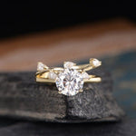 Load image into Gallery viewer, 1.00CT PEAR CUT SOLITAIRE YELLOW GOLD MOISSANITE ENGAGEMENT RING BRIDAL SET
