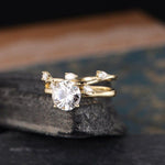 Load image into Gallery viewer, 1.00CT PEAR CUT SOLITAIRE YELLOW GOLD MOISSANITE ENGAGEMENT RING BRIDAL SET