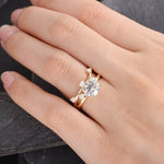 Load image into Gallery viewer, 1.00CT PEAR CUT SOLITAIRE YELLOW GOLD MOISSANITE ENGAGEMENT RING BRIDAL SET