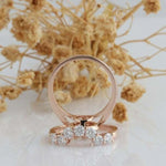 Load image into Gallery viewer, 1.00CT ROUND CUT HALO 14K ROSE GOLD WEDDING ENGAGEMENT MOISSANITE BRIDAL SET