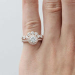 Load image into Gallery viewer, 1.00CT ROUND CUT HALO 14K ROSE GOLD WEDDING ENGAGEMENT MOISSANITE BRIDAL SET