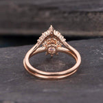 Load image into Gallery viewer, 1.00CT ROUND CUT HALO SET HALF ETERNITY ARROW WEDDING BAND MOISSANITE ENGAGEMENT RING