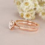 Load image into Gallery viewer, 1.00CT ROUND CUT ROSE GOLD BRIDAL MOISSANITE ENGAGEMENT RING STACKING BAND