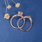 Load image into Gallery viewer, 1.00CT ROUND CUT ROSE GOLD MOISSANITE ANNIVERSARY 2PCS PROMISE BRIDAL RING SET