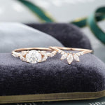 Load image into Gallery viewer, 1.0CT 2PCS ROSE GOLD CLUSTER MARQUISE CUT BRIDAL PROMISE MOISSANITE ENGAGEMENT RING