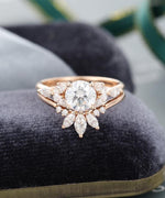 Load image into Gallery viewer, 1.0CT 2PCS ROSE GOLD CLUSTER MARQUISE CUT BRIDAL PROMISE MOISSANITE ENGAGEMENT RING