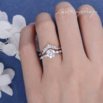 Load image into Gallery viewer, 1.0CT ROUND CUT MOISSANITE 2PCS BRIDAL SET ENGAGEMENT RING ANNIVERSARY GIFT