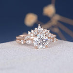 Load image into Gallery viewer, 1.0CT ROUND CUT MOISSANITE 2PCS BRIDAL SET ENGAGEMENT RING ANNIVERSARY GIFT