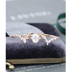 Load image into Gallery viewer, 1.25CT OVAL CURVED MARQUISE CUT MOISSANITE BRIDAL RING SET WITH MATCHING BAND