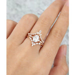 Load image into Gallery viewer, 1.25CT OVAL CURVED MARQUISE CUT MOISSANITE BRIDAL RING SET WITH MATCHING BAND