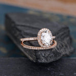 Load image into Gallery viewer, 1.30CT OVAL CUT DIAMOND HALO BRIDAL MOISSANITE RING WITH MATCHING BAND