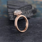 Load image into Gallery viewer, 1.30CT OVAL CUT DIAMOND HALO BRIDAL MOISSANITE RING WITH MATCHING BAND