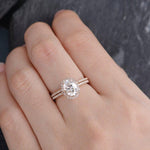 Load image into Gallery viewer, 1.30CT OVAL CUT DIAMOND HALO BRIDAL MOISSANITE RING WITH MATCHING BAND