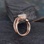 Load image into Gallery viewer, 1.50CT HEART CUT ROSE GOLD HALO DIAMOND INFINITY WEDDING MOISSANITE ENGAGEMENT RING SET