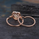 Load image into Gallery viewer, 1.50CT HEART CUT ROSE GOLD HALO DIAMOND INFINITY WEDDING MOISSANITE ENGAGEMENT RING SET