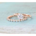 Load image into Gallery viewer, 1.50CT ROUND CUT 2 PCS ROSE GOLD SOLITAIRE BRIDAL ANNIVERSARY MOISSANITE ENGAGEMENT RING