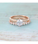 Load image into Gallery viewer, 1.50CT ROUND CUT 2 PCS ROSE GOLD SOLITAIRE BRIDAL ANNIVERSARY MOISSANITE ENGAGEMENT RING