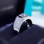 Load image into Gallery viewer, 1.5CT MEN’S BRILLIANT CUT MOISSANITE DIAMOND S925 SILVER BAND SIDE STONES RING