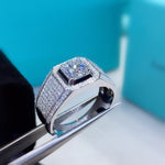 Load image into Gallery viewer, 1.5CT MEN’S BRILLIANT CUT MOISSANITE DIAMOND S925 SILVER BAND SIDE STONES RING