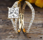 Load image into Gallery viewer, 1.5CT PRINCESS MOISSANITE DIAMOND ENGAGEMENT BRIDAL SET