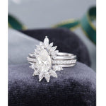 Load image into Gallery viewer, 1.70CT PEAR SHAPED WHITE GOLD MARQUISE MOISSANITE ENGAGEMENT WEDDING RING SET