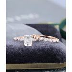 Load image into Gallery viewer, 1.75CT EMERALD CUT ROSE GOLD HALF ETERNITY PEAR CUT STACKING MATCHING MOISSANITE ENGAGEMENT RING