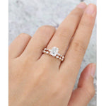 Load image into Gallery viewer, 1.75CT EMERALD CUT ROSE GOLD HALF ETERNITY PEAR CUT STACKING MATCHING MOISSANITE ENGAGEMENT RING
