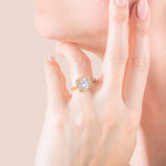 Load image into Gallery viewer, SOUL ACCENTED CUSHION CUT MOISSANITE ENGAGEMENT RING