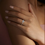 Load image into Gallery viewer, RHEA ACCENTED EMERALD CUT MOISSANITE ENGAGEMENT RING