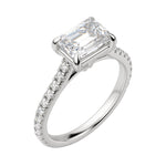 Load image into Gallery viewer, EDGY ACCENTED EMERALD CUT MOISSANITE ENGAGEMENT RING