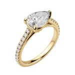 Load image into Gallery viewer, EDGY ACCENTED PEAR CUT MOISSANITE ENGAGEMENT RING