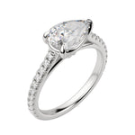 Load image into Gallery viewer, EDGY ACCENTED PEAR CUT MOISSANITE ENGAGEMENT RING