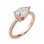 Load image into Gallery viewer, EDGY BASKET ACCENTED PEAR CUT MOISSANITE ENGAGEMENT RING