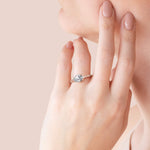 Load image into Gallery viewer, EDGY BASKET ACCENTED PEAR CUT MOISSANITE ENGAGEMENT RING