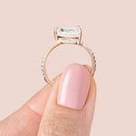 Load image into Gallery viewer, EDGY BASKET ACCENTED PEAR CUT MOISSANITE ENGAGEMENT RING