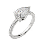 Load image into Gallery viewer, EDGY BASKET ACCENTED PEAR CUT MOISSANITE ENGAGEMENT RING