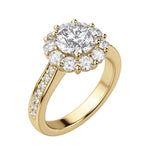 Load image into Gallery viewer, FAUN ACCENTED ROUND CUT MOISSANITE ENGAGEMENT RING