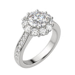 Load image into Gallery viewer, FAUN ACCENTED ROUND CUT MOISSANITE ENGAGEMENT RING