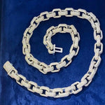 Load image into Gallery viewer, 12MM WHITE GOLD ROUND MOISSANITE LINKING DESIGN CUBAN LINK CHAIN NECKLACE