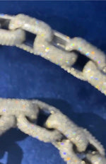 Load image into Gallery viewer, 12MM WHITE GOLD ROUND MOISSANITE LINKING DESIGN CUBAN LINK CHAIN NECKLACE