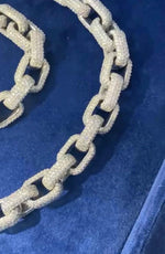 Load image into Gallery viewer, 12MM WHITE GOLD ROUND MOISSANITE LINKING DESIGN CUBAN LINK CHAIN NECKLACE