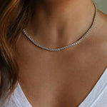 Load image into Gallery viewer, 14K GOLD 3MM MOISSANITE DIAMOND TENNIS NECKLACE