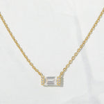 Load image into Gallery viewer, 14K GOLD BAGUETTE MOISSANITE DIAMOND DAINTY NECKLACE